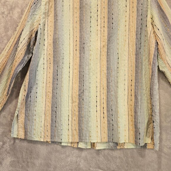 Alfred Dunner Blouse womens 14 colorful crinkly embroidered shell buttons career - Picture 4 of 16